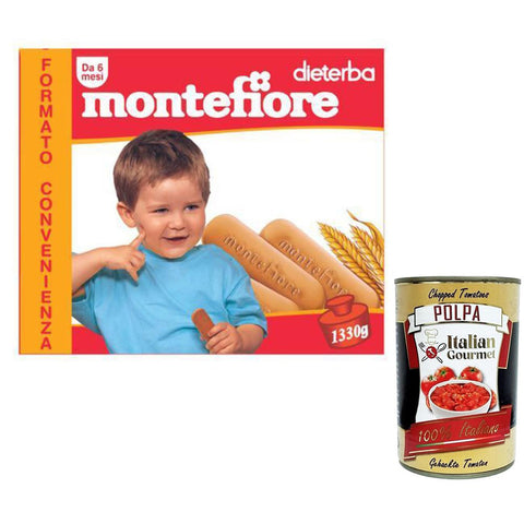 Montefiore Biscotto per l'Infanzia, dal 4 mese - 1330 g 3x Original italienisch inkl. Italian Gourmet Polpa 400g