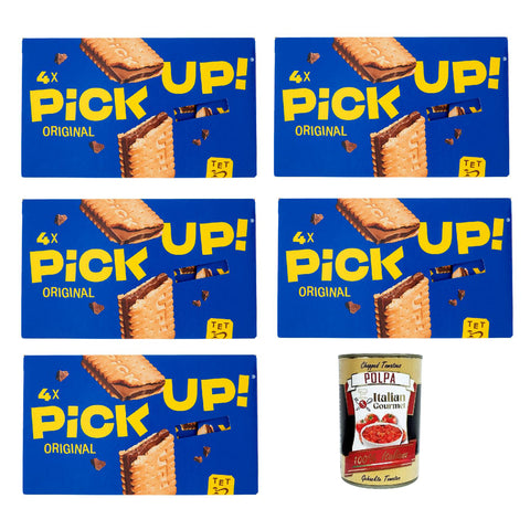 Pick Up, Milchschokoladentafel im Doppelkeks, Packung, Jede Packung enthält 4 Kekse à 28g 5x 112g inkl. Italian Gourmet Polpa di Pomodoro 400g Dose Original italienisch