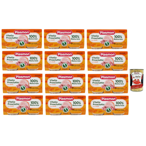 Plasmon Carne Vitello prosciutto e cereale 12x ( ) Mit italienischem Fleisch, 100% natürlich, ohne Stärken und Räume hinzugefügt 2x80g inkl. Italian Gourmet polpa 400g Original italienisch