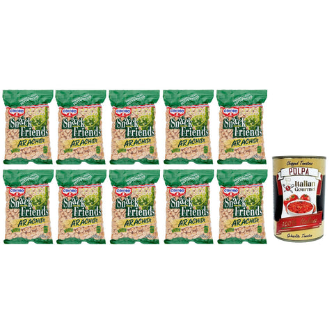 Cameo Snack Friends Arachidi,Geröstete und Gesalzene Erdnüsse Vakuumverpackungen 300g 10x Original italienisch inkl. Italian Gourmet Polpa di Pomodoro 400g Dose