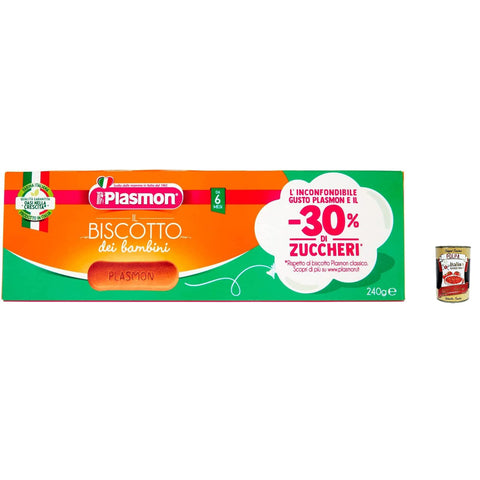 Plasmon Biscotti dei Bambini - 30% Zucker 12x 240g inkl. Italian Gourmet polpa 400g Original italienisch