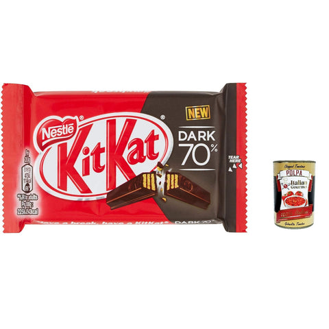 KITKAT Dark 70% Wafer mit dunkler Schokolade überzogen, Packung mit 24 Snacks Original italienisch inkl. Italian Gourmet Polpa 400g