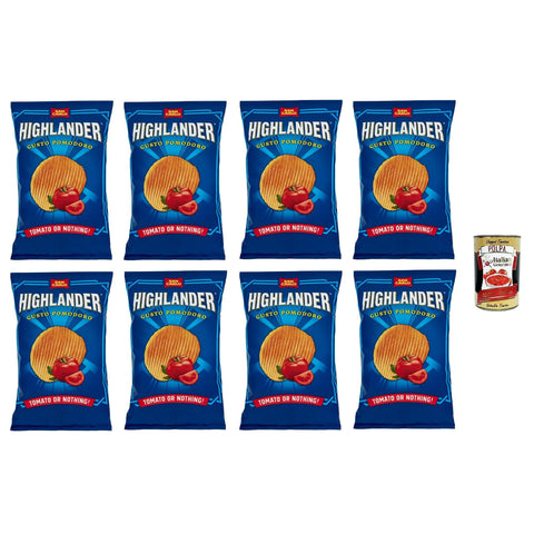 San Carlo Highlander Tomato or nothing Patatine Kartoffelchips Tomaten Chips 8x130gr Original italienisch inkl. Italian Gourmet Polpa 400g