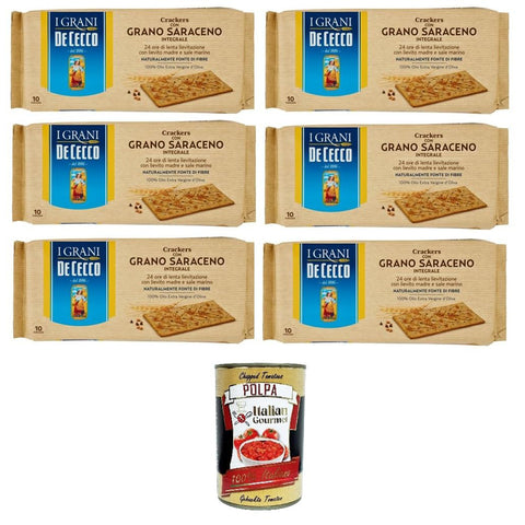 DE CECCO Crakers con Grano Saraceno integrale Cracker mit Vollkorn-Buchweizen 6x250gr Original italienisch inkl. Italian Gourmet Polpa 400g