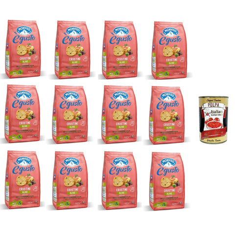 Monviso égusto Crustini alle Olive Crustini mit Oliven 12x 120gr inkl. Italian Gourmet polpa 400g Original italienisch