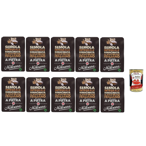 La Molisana Molisana Semola rimacinata di Grano Duro Integrale Durum Vollkorn Weizengieß Grieß für Pizza 10x 1 kg inkl. Italian Gourmet Polpa 400g Original italienisch