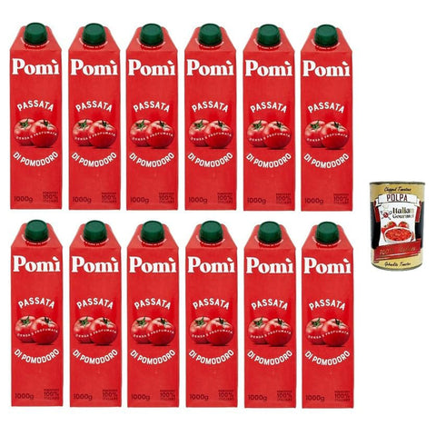 POMI' Tomatenpüree in Brik 12x 1 kg inkl. Italian Gourmet Polpa 400g Original italienisch