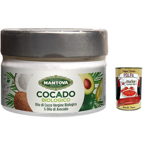 Mantova Kokosöl BIo und Avocadoöl Bio, Bio -Öl aus der zertifizierten Bio -Landwirtschaft 90 ml 3x Original italienisch inkl. Italian Gourmet Polpa 400g