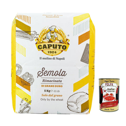 Caputo Hartweizengrieß - Semola di grano duro rimacinata 5 kg 5x Original italienisch inkl. Italian Gourmet Polpa 400g