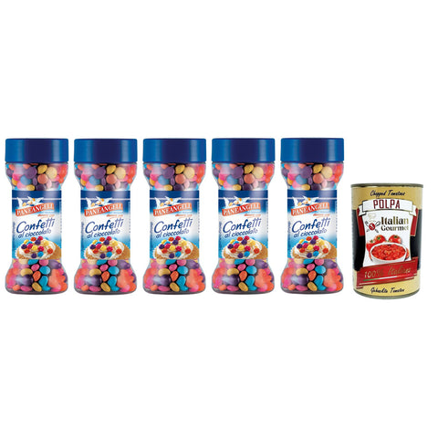 Paneangeli Confetti Multicolore al Cioccolato, Bunte Schokolade Dragees 5x65g Original italienisch Getränk