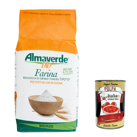 Almaverde Bio Biologischer Weizenmehl Typ "0" für alle Kochen verwendet 1000 g 6x Original italienisch inkl. Italian Gourmet Polpa 400g