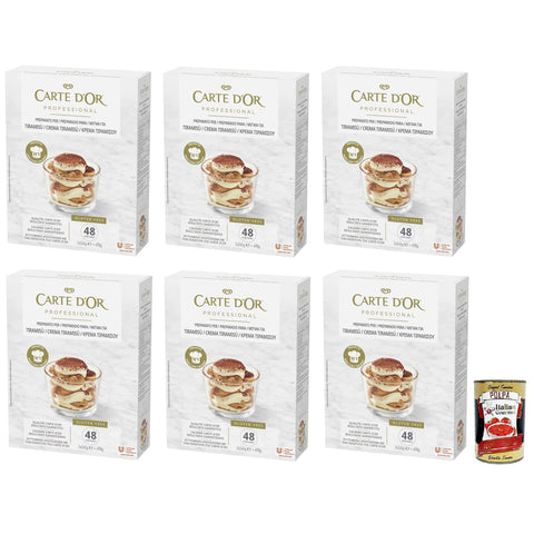Carte d’Or Professional Pulvermischung für Tiramisu - Creme, Glutenfrei 6x 490g inkl. Italian Gourmet Polpa di Pomodoro 400g Dose Original italienisch