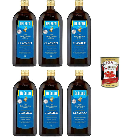 De Cecco Classico Natives Olivenöl Extra Olio Extra Vergine 1 Lt nativ + 1x Polpa 6x Original italienisch