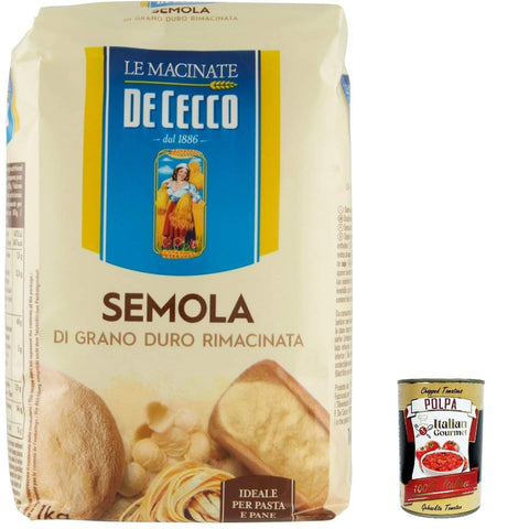 De Cecco Hartweizengrieß - Semola di grano duro rimacinata, Grieß durum 8x inkl. Italian Gourmet polpa 400g Original italienisch