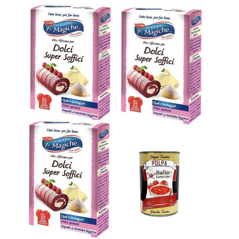 Lo conte Le Farine Magiche Mix Africano per Dolci Super SofficiAfrikanische Mischung für superweiche Desserts 3x200gr Original italienisch inkl. Italian Gourmet Polpa 400g