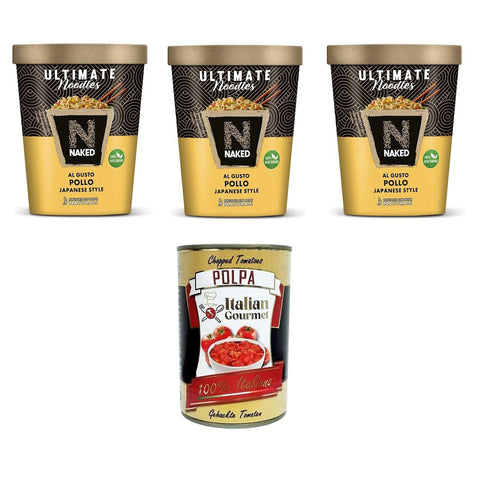Naked Ultimate Japanese style Gusto Pollo Hühnchengeschmack nach japanischer Art 3x 90gr inkl. Italian Gourmet polpa 400g Original italienisch