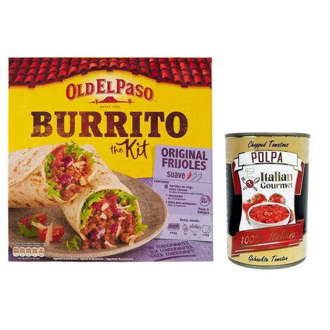 Old el Paso Burrito The Kit Frijoles, Mexikanische Spezialitäten, 510 - g - Packung inkl. Italian Gourmet Polpa di Pomodoro 400g Dose Original italienisch