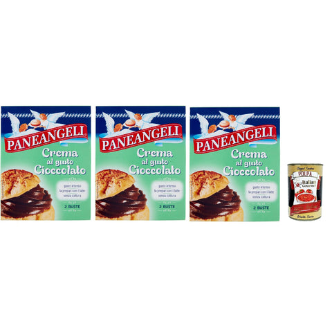 Paneangeli Crema al gusto Cioccolato, Mischung Pulver Schokoladen geschmacks creme fur, Ideal zum Füllen von Kuchen, Torten, Krapfen, Puffs und Gebäck. 3x 172g inkl. Italian Gourmet polpa 400g Original italienisch