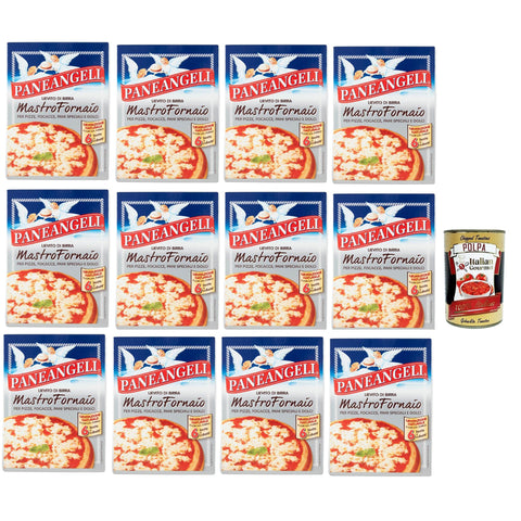 Paneangeli Lievito di Birra Mastro Fornaio per Pizze, Focacce, Pani Speciali e Dolci, Brauhefe Hefe für süß und herzhaft, dehydrierte Hefe 100% Italienisches, 12x 42g Original italienisch inkl. Italian Gourmet Polpa 400g