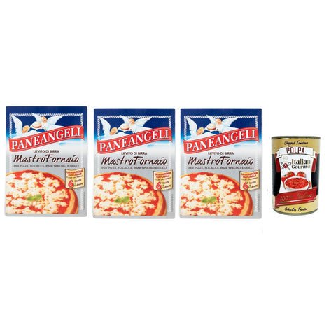 Paneangeli Lievito di Birra Mastro Fornaio per Pizze, Focacce, Pani Speciali e Dolci, Brauhefe Hefe für süß und herzhaft, dehydrierte Hefe 100% 3x 42g inkl. Italian Gourmet polpa 400g Original italienisch