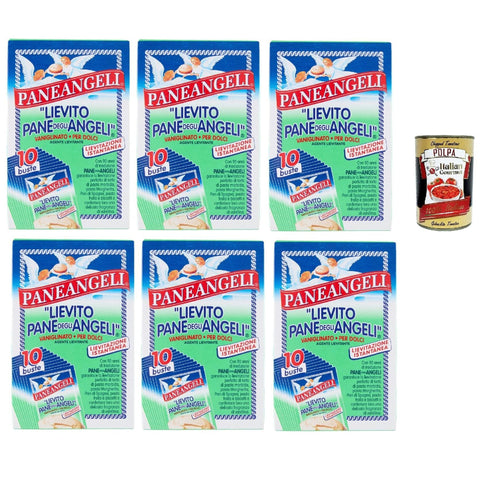 Paneangeli Lievito Pane degli Angeli Vaniglinato, Dolcious Hefe, Heasting Agent, sofortige Hefe mit zartem Duft von Vanillin, Vegan und Gluten -frei, 60 Beutel von 16 g Original italienisch inkl. Italian Gourmet Polpa 400g