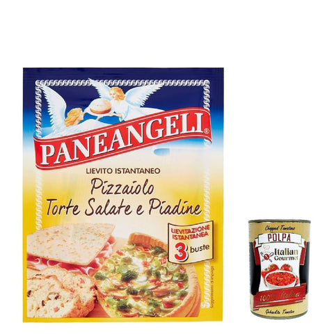 Paneangeli Lievito Pizzaiolo, Instanthefe Hefe zur Zubereitung köstlicher herzhafter Gerichte (3 Beutel à 15g) 20x 45g inkl. Italian Gourmet polpa 400g Original italienisch