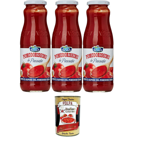 Santa Rosa Pomodorissimo Passata Tomatenpüree 3x700gr inkl. Italian Gourmet polpa 400g Original italienisch