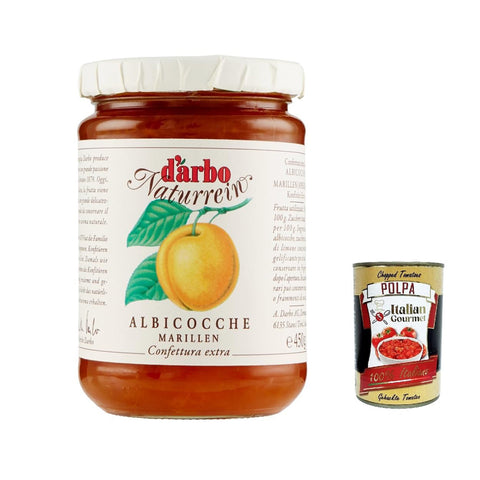 Darbo Marmelade Confettura Naturrein Albicocche, Aprikosenkonfitüre,450g Glas 6x Original italienisch inkl. Italian Gourmet Polpa 400g