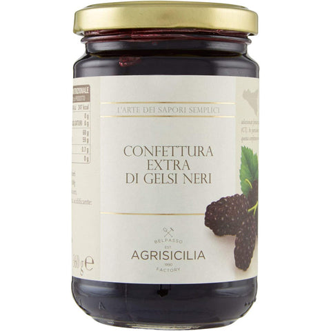 Agrisicilia Confettura Extra di Gelsi Neri zusätzliche Marmelade von schwarzen Mulberries 6x 360 g Original italienisch
