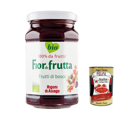 Rigoni di Asiago 12x 250g - Fiordifrutta Fruchtaufstrich - Beeren -Aufstrich, Marmelade Konfitüre Brotaufstriche Original italienisch inkl. Italian Gourmet Polpa 400g