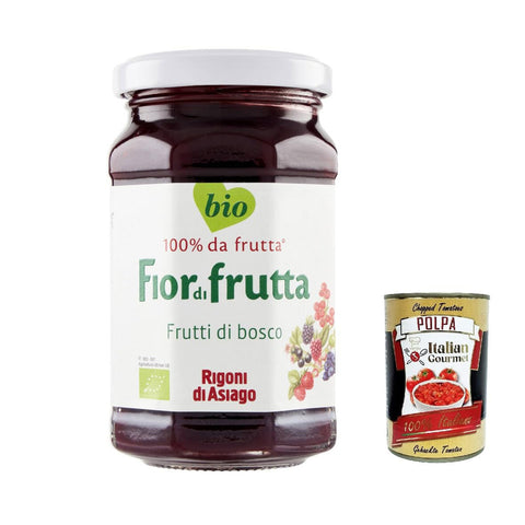 Rigoni di asiago Fiordifrutta Fruchtaufstrich - Erdbeeren und Wald - Erdbeeren - Aufstrich, Marmelade Konfitüre Brotaufstriche aus Italien 3x 250g inkl. Italian Gourmet polpa 400g Original italienisch