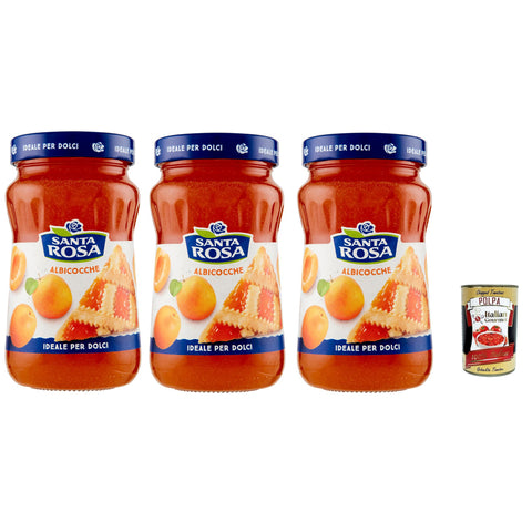 Santa Rosa Confettura di Albicocca, Aprikose marmelade Brotaufstrich, apricot jam, ideal für Desserts und Kuchen 3x 600g Original italienisch inkl. Italian Gourmet Polpa 400g