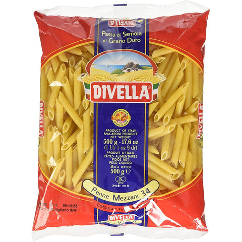 Divella Penne Mezzani N. 34 Hartweizengrieß Pasta Italienische Nudeln 500g Packung 10x Original italienisch inkl. Italian Gourmet Polpa di Pomodoro 400g Dose