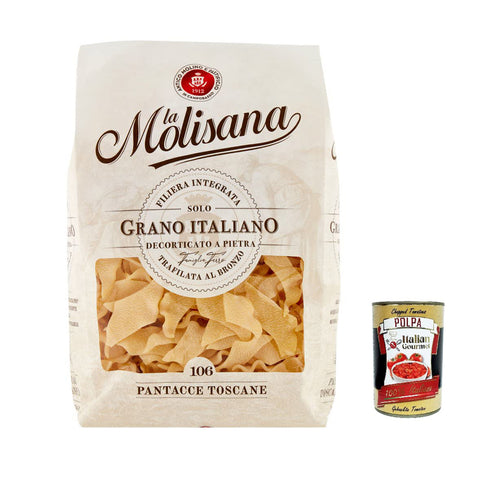 La Molisana Pantacce Toscane N. 106 Pasta Lenta Lavorazione Teigwaren aus Hartweizengrieß Bronze - Zeichnung 20x 500g inkl. Italian Gourmet Polpa 400g Original italienisch