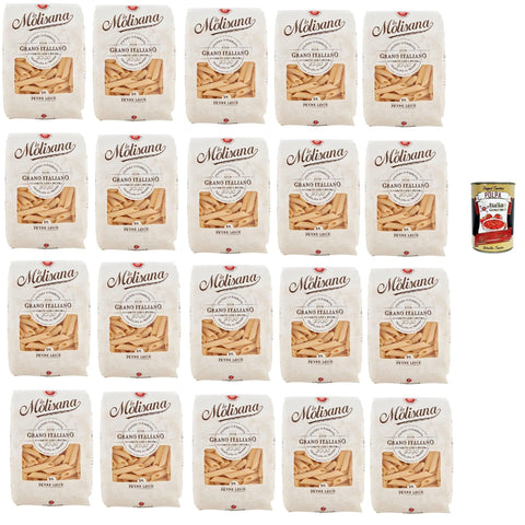 La Molisana Penne Lisc N. 18 Pasta Lenta Lavorazione Teigwaren aus Hartweizengrieß Bronze - Zeichnung 20x 500g inkl. Italian Gourmet Polpa 400g Original italienisch