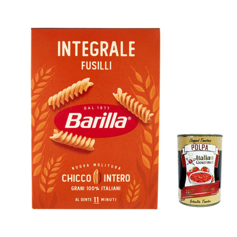 Italian Gourmet Pasta Barilla Fusilli Integrali Vollkorn Nudeln pack 20x 500 g inkl. Italian Gourmet polpa 400g Original italienisch