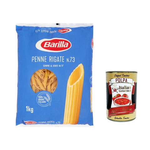 Pasta Barilla Penne rigate Nr. 73, 100% italienisch Nudeln 1kg pack 3x Original italienisch inkl. Italian Gourmet Polpa 400g