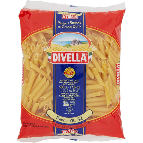 Italian Gourmet Pasta Divella 100% N° 32 Penne Ziti 5x 500g Original italienisch