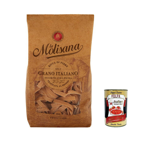 La Molisana Fettuccine n. 104 Integrale Vollkornnudeln Kurze Nudeln, NUR italienischer Weizen 6x 500g inkl. Italian Gourmet P0lpa 400g Original italienisch