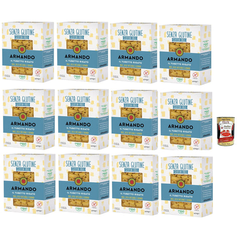 Armando Il Armando, Il tubetto rigato senza glutine, Gluten - freie Pasta mit Multikereals mit Mais, Vollreis und Quinoa - Tubetti rigate gluten free 12x 400 g inkl. Italian Gourmet polpa 400g Original italienisch