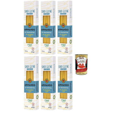 Armando Lo Armando, Lo Spaghetto senza glutine, Gluten - freie Pasta mit Multikereals mit Mais, Vollreis und Quinoa - Spaghetti gluten free 6x 400 g inkl. Italian Gourmet polpa 400g Original italienisch
