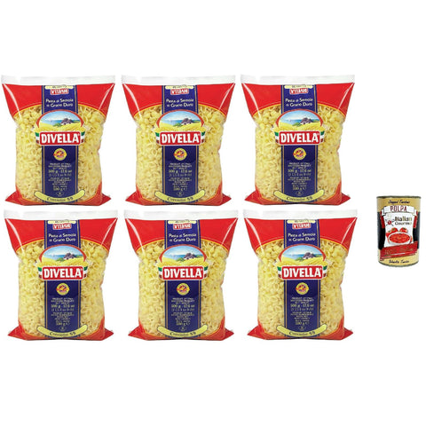 Divella Pasta 100% Cocciolini 59, Nudeln aus Hartweizengrieß, Kochen 7 Minuten 6x 500g inkl. Italian Gourmet polpa 400g Original italienisch