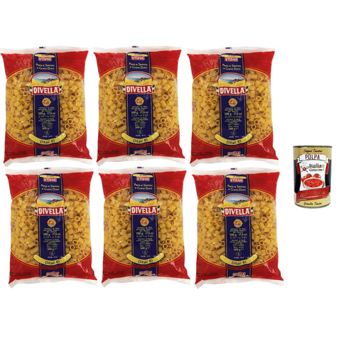 Divella Pasta 100% Ditali 61, Nudeln aus Hartweizengrieß, Kochen 7 Minuten 6x 500g inkl. Italian Gourmet polpa 400g Original italienisch