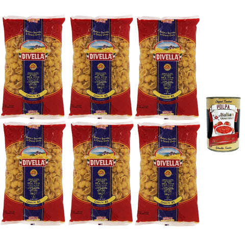 Divella Pasta 100% Gnocchi 43, Nudeln aus Hartweizengrieß, Kochen 7 Minuten 6x 500g inkl. Italian Gourmet polpa 400g Original italienisch
