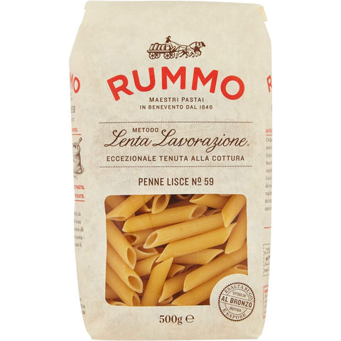 Rummo Pasta Penne Lisce n°59 Teigwaren aus Hartweizengrieß Bronzepaste 500g Packung Original italienisch