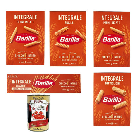 Barilla Testpaket Pasta Integrali Vollkorn Nudeln pack 5x 500 g inkl. Italian Gourmet polpa 400g Original italienisch