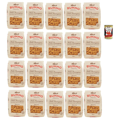 Rummo Fusilli N°48 Pasta Lenta Lavorazione Teigwaren aus Hartweizengrieß Bronze - Zeichnung 500g inkl. Italian Gourmet polpa 400g Original italienisch