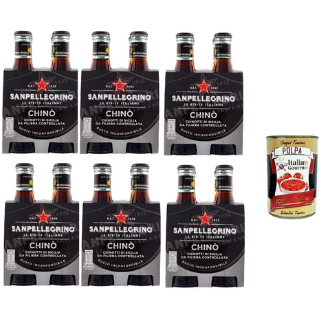 San Pellegrino Chinotto Chinò 20cl Glas Limonade Italienisch Getränk Flasche 24x Original italienisch inkl. Italian Gourmet Polpa 400g