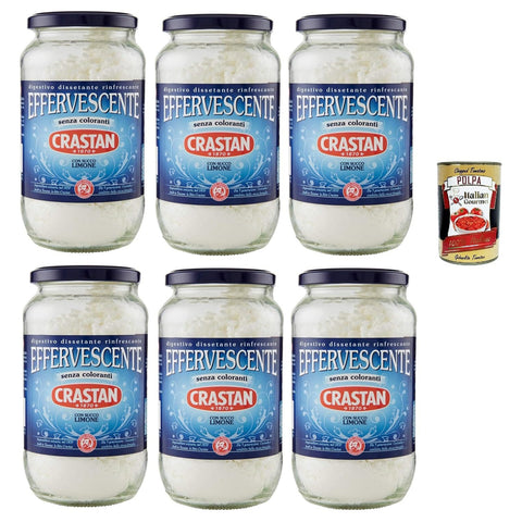 Crastan effervescente con succo Limone, Erfrischendes Verdauungs - Auflösen mit Zitronengeschmack 6x 250gr inkl. Italian Gourmet polpa 400g Original italienisch