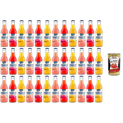 Santàl Fruitz! Arancia Rossa, Pesca & Pompelmo mix zero, Blutorange, Pfirsich&Grapefruit Zero Mix Das leicht prickelnde alkoholfreie Getränk mit Fruchtgeschmack 36x200ml inkl. Italian Gourmet polpa 400g Original italienisch